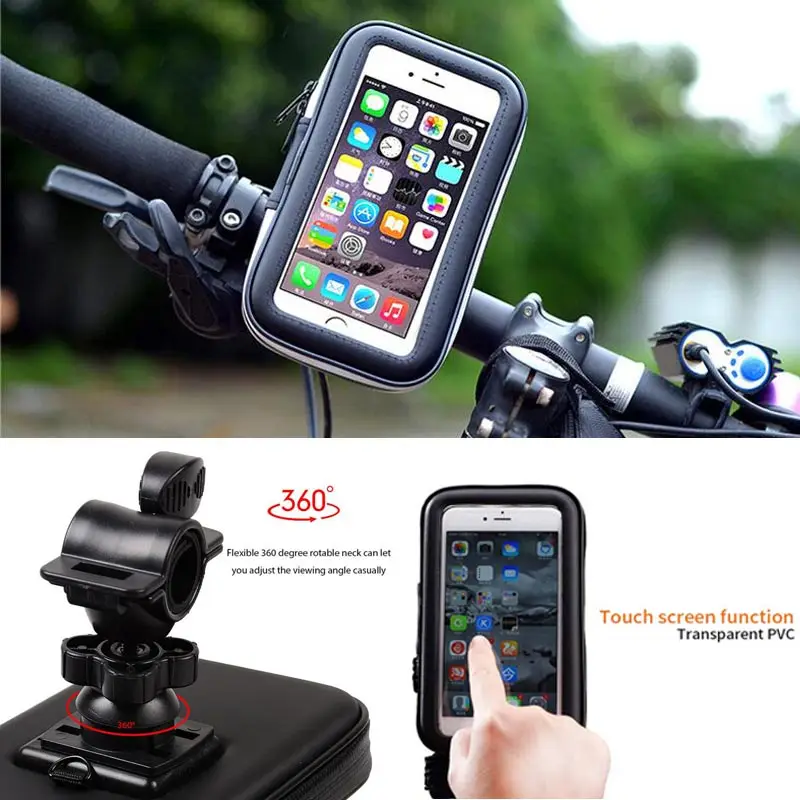 bicycle motorcycle phone holder telephone support for moto stand bag for iphone x 8 plus se s9 gps bike holder waterproof cover free global shipping