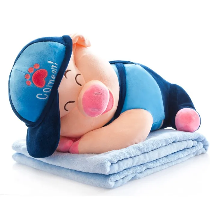 Piggy Blue Одеяло 100x160 см с мультяшными животными, фланелевое одеяло с подушкой, покрывало на диван, кровать для путешествий, Флисовое одеяло Manta - Цвет: Piggy Blue