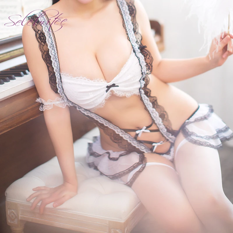 Selebritee женский костюм сексуальной горничной косплей мини платье без спинки боди