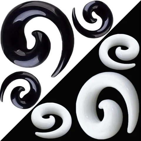 Alisouy горячая распродажа 1 шт. акриловые ювелирные изделия для тела спиральный конический туннель для растяжки ушей затычки расширители для пирсинга ювелирные черные белые затычки для ушей