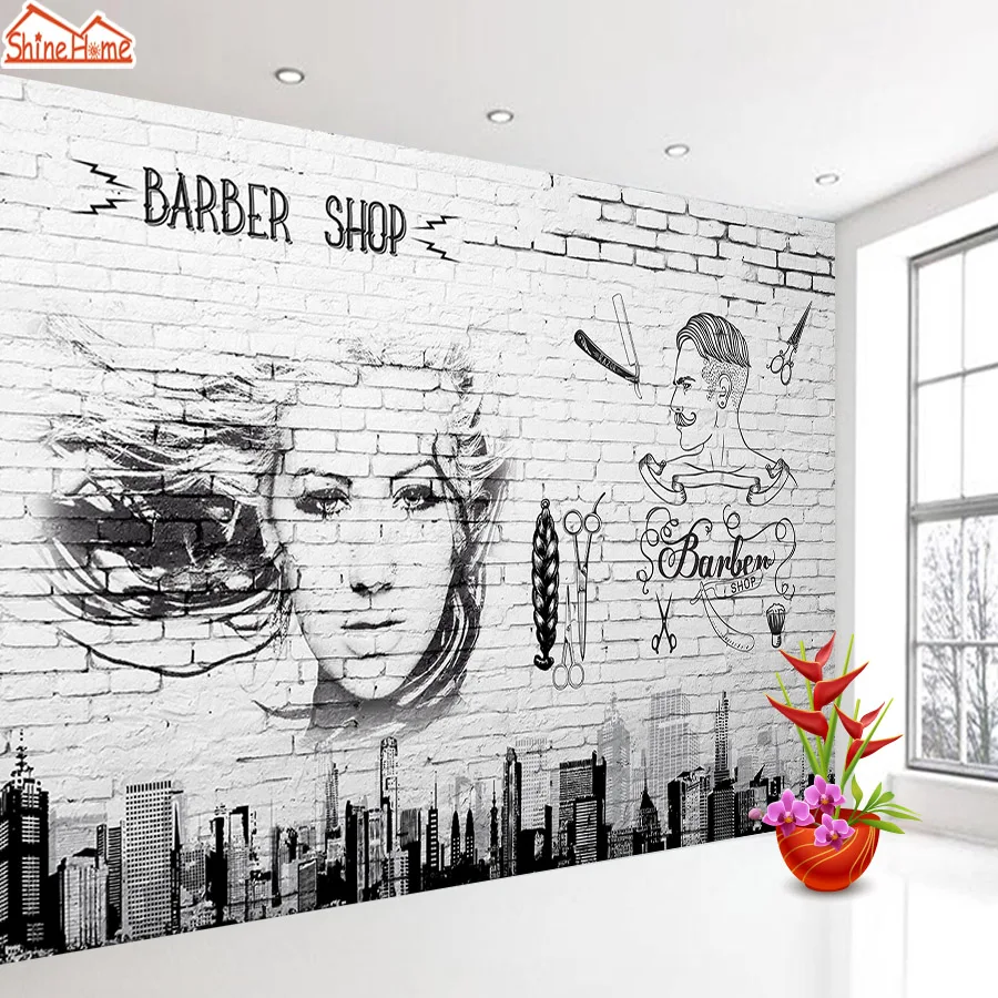 8d Хрустальная шелковая Парикмахерская настенная кирпичная 3d обои для домашнего
