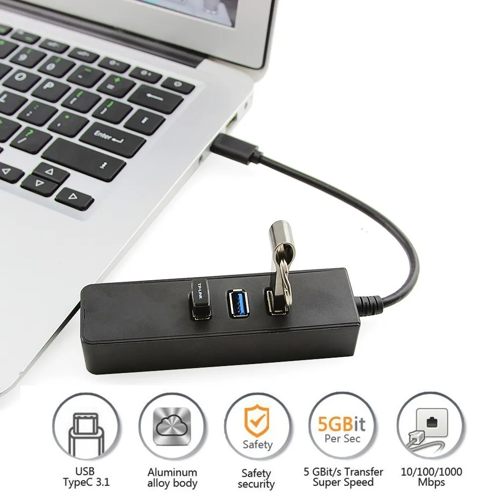 Chyi USB c 3.1 Тип C to Gigabit Adapter серии 3 Порты и разъёмы 3.0 Алюминий концентратор с адаптер