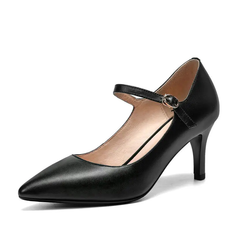 side buckle4.3cm QUTAA/ г.; Черная Женская обувь; женские туфли-лодочки на платформе; женская обувь на тонком высоком каблуке с острым носком и пряжкой; женские туфли-лодочки; размеры 34-40 - Цвет: side buckle4.3cm