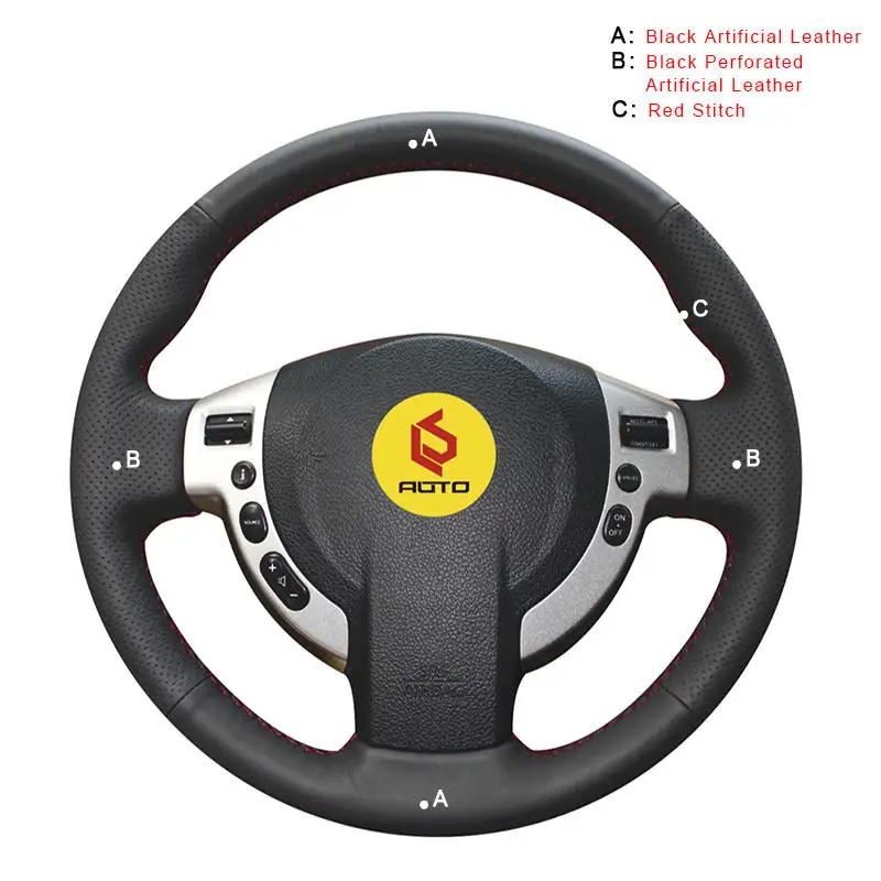 Artificial Leather Автомобильная Оплетка на руль для Nissan Qashqai 2007-2013 Rogue 2008-2013 X-Trail 2008-2013 NV200 2010- Sentra Auto - Название цвета: Artificial Leather