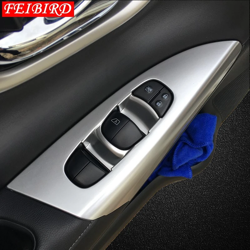 4 PCS For Nissan Sentra / Sylphy 2016 2017 2018 ABS MATTE SILVER Inner Door Armrest Window Lift Button Accessories Cover Trim
