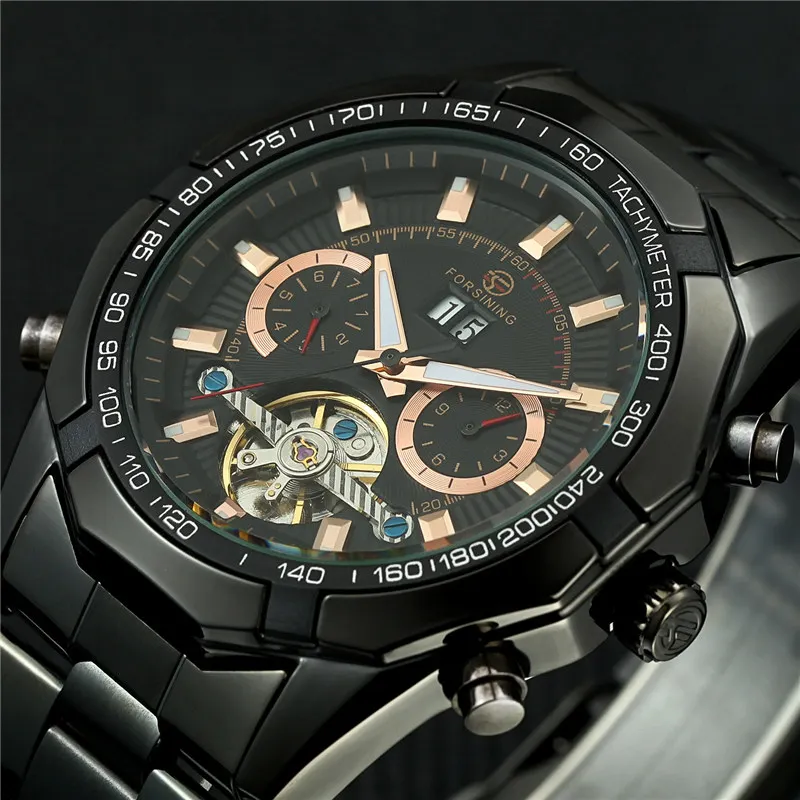 FORSINING мужские часы 2018 Tourbillon Мужские автоматические Скелет военные Механические