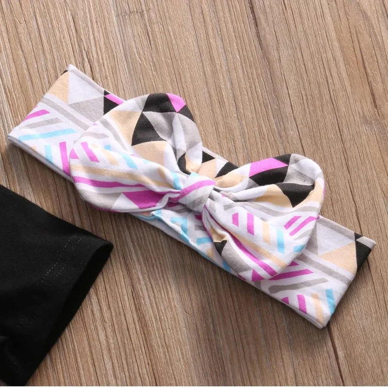 Комплект одежды для маленьких девочек 3 шт. футболка с надписью и длинные штаны