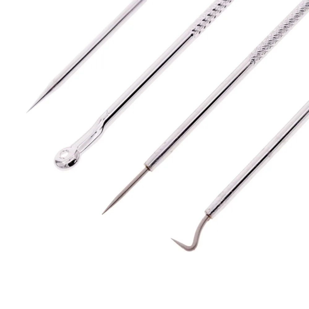 4 шт./компл. Нержавеющая сталь комедона прыщ Черноголовых Extractor Угри Remover иглы