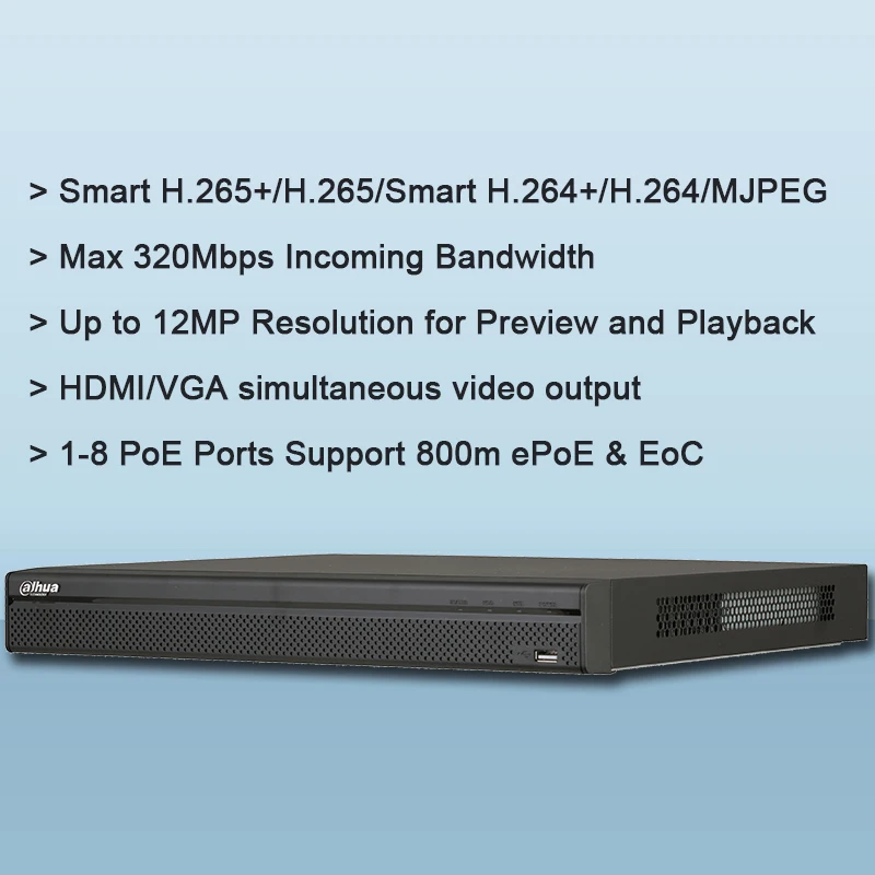 Dahua 16CH 32CH NVR5216-16P-4KS2E NVR5232-16P-4KS2E 16 PoE H.265 Pro сетевой видеорегистратор до 12MP Обнаружение