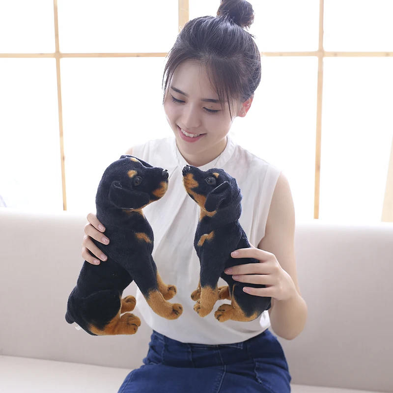 Реалистичная Имитация Черной собаки плюшевая игрушка плюшевое животное милая