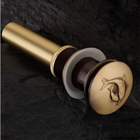 1pc carving dolphin artistic bathroom sink lavatory lav vessel antique brass pop up drain withwithout overflow turn over drain