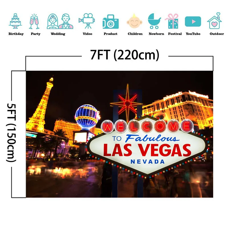 Фотофон NeoBack Las Vegas с классическим знаком вечерние фоны для фотосъемки на день