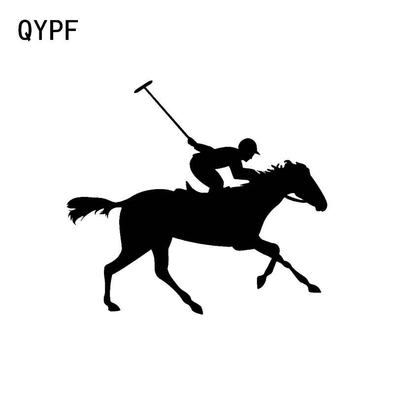 

QYPF 15.3*13.7CM Interesting Equestrian Polo Player Decor Car Sticker Accessories Vinyl Silhouette C16-0971