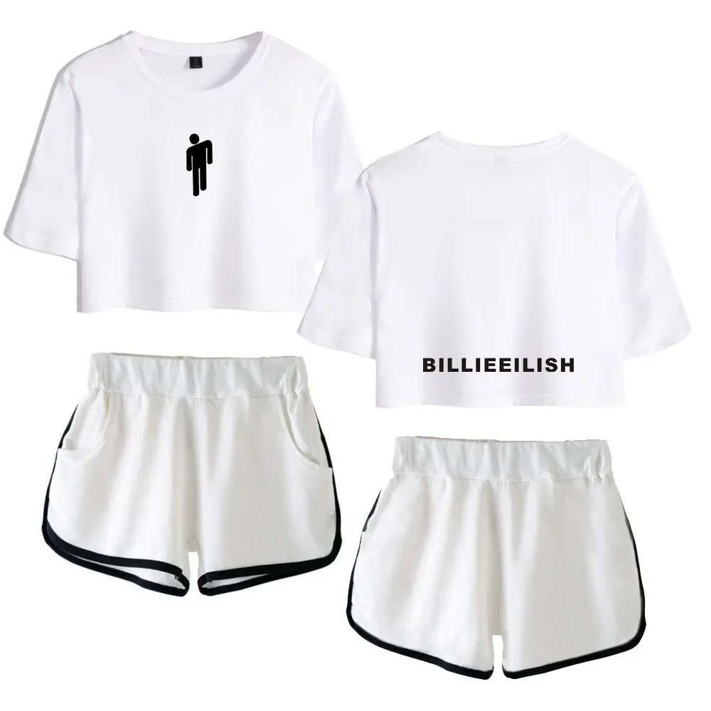 Модный комплект для женщин из 2 предметов: футболка с коротким рукавом и шорты |