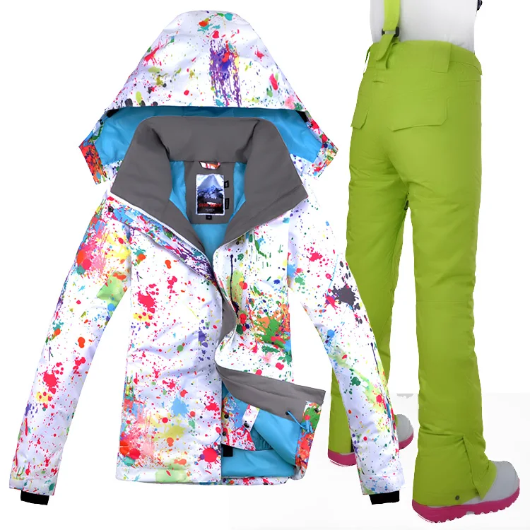 Женский лыжный костюм ветрозащитная водонепроницаемая куртка + штаны Супер