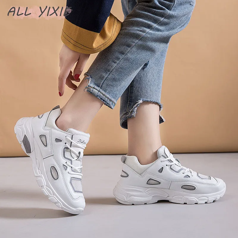 Все YIXIE 2019 новые модные весенне-летние сетчатые черные дышащие женские кроссовки