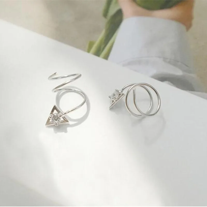 EM099 Fashion Personality Spring Spiral Double Layer Stud Earring Women Girl Silver Plated Jewelry Wholesale | Украшения и