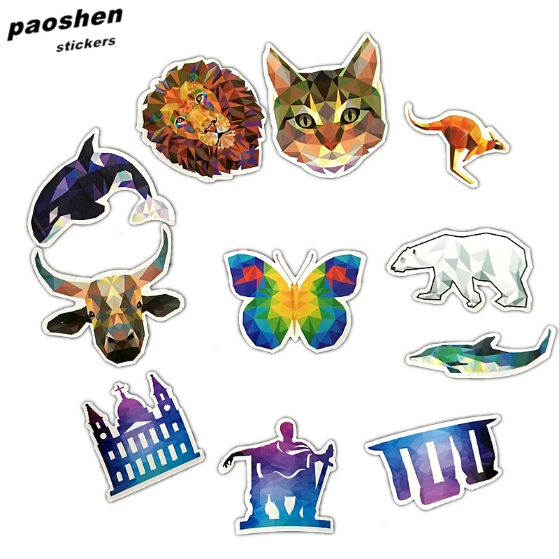 35 шт./лот водонепроницаемые наклейки из ПВХ с алмазными животными для ноутбука