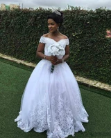elegant ballgown off the shoulder wedding dresses 2019 floor length lace appliques bridal dress with beads