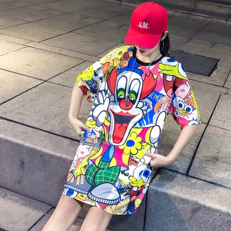 Летняя женская длинная быстросохнущая Сетчатая футболка с коротким рукавом и