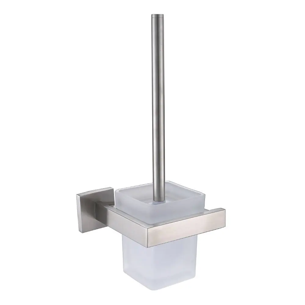 toilet brush holder Leyden матовый 304 нержавеющая сталь настенные аксессуары для ванной комнаты Набор Одежды Крючок для полотенец мыльница стеклянная полка для ванной комнаты - Цвет: toilet brush holder