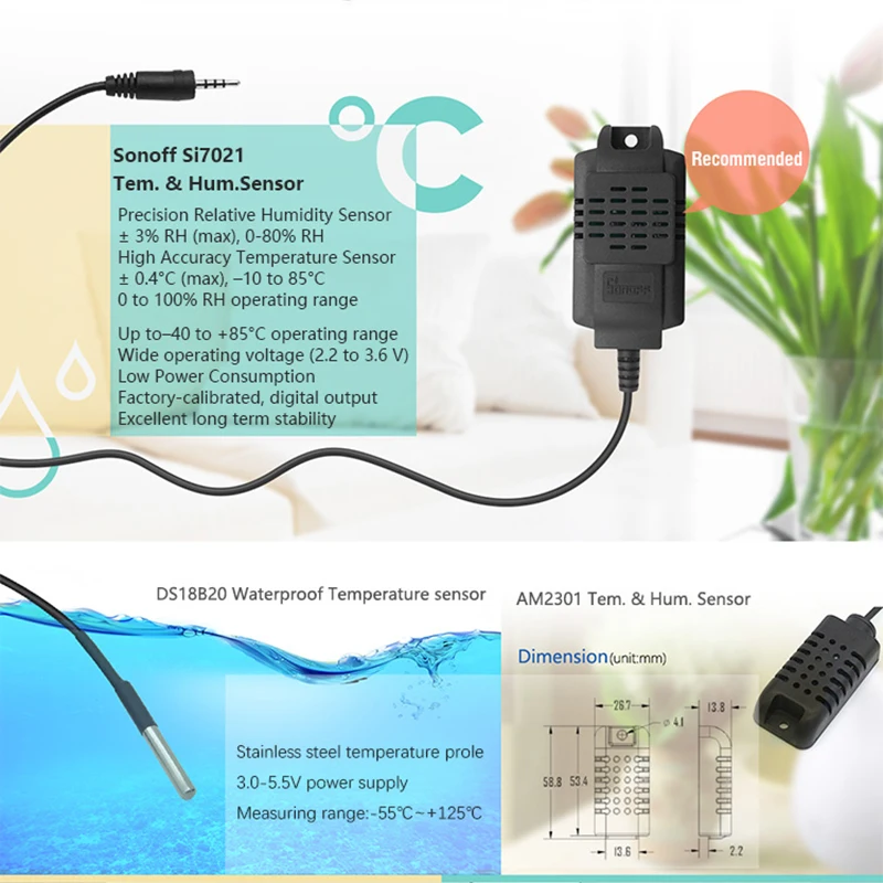Датчик температуры и влажности Sonoff Sensor Si7021 датчик высокой яркости модуль для