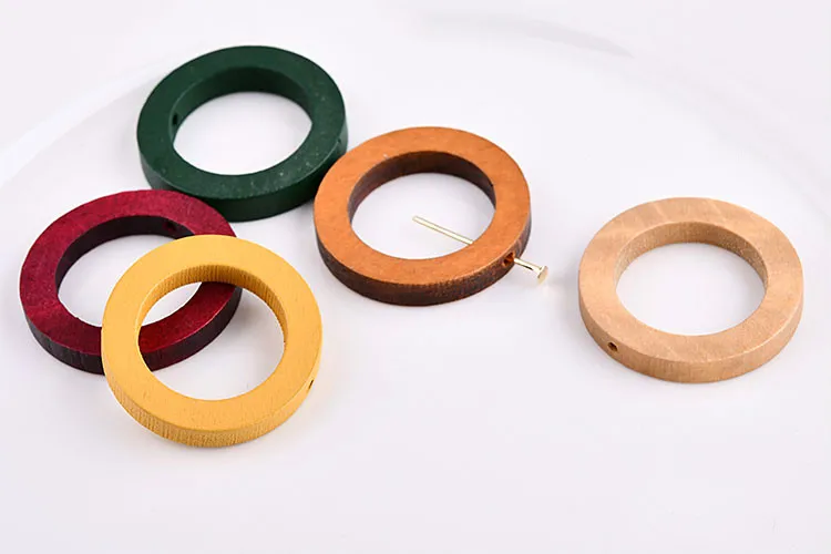 Южнокорейская Мода ретро деревянные круглые кольца DIY серьги ювелирные изделия