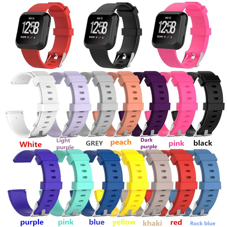 100 шт. ремешок для часов Fitbit Versa ремешок силиконовый спортивный Браслет Замена ремня Браслет для Fitbit Versa сенсор пульса