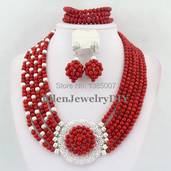 Ювелирный Комплект из колье и серёг в африканском стиле|coral jewelry set|necklace setbeaded set |