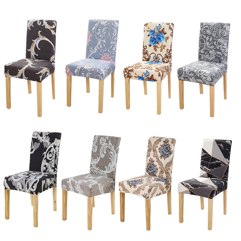 Dining Chair Cover Spandex Universal Printed Kitchen Removable Seat Cover for Banquet Restaurant Party Chair Slipcover 1PC