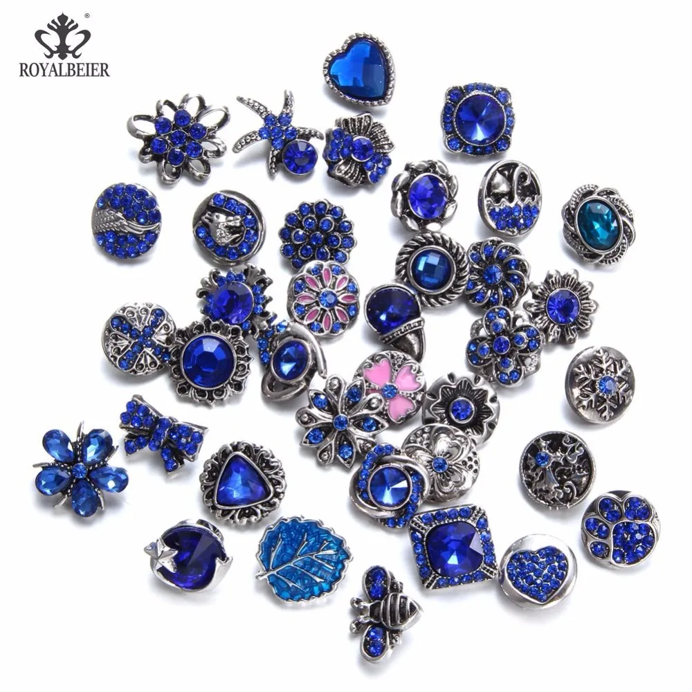

RoyalBeier 38pcs/lot Mixture Snap Button With Rhineston 12mm Snaps Button For Snap Bracelet DIY Jewelry Women's Bracelets
