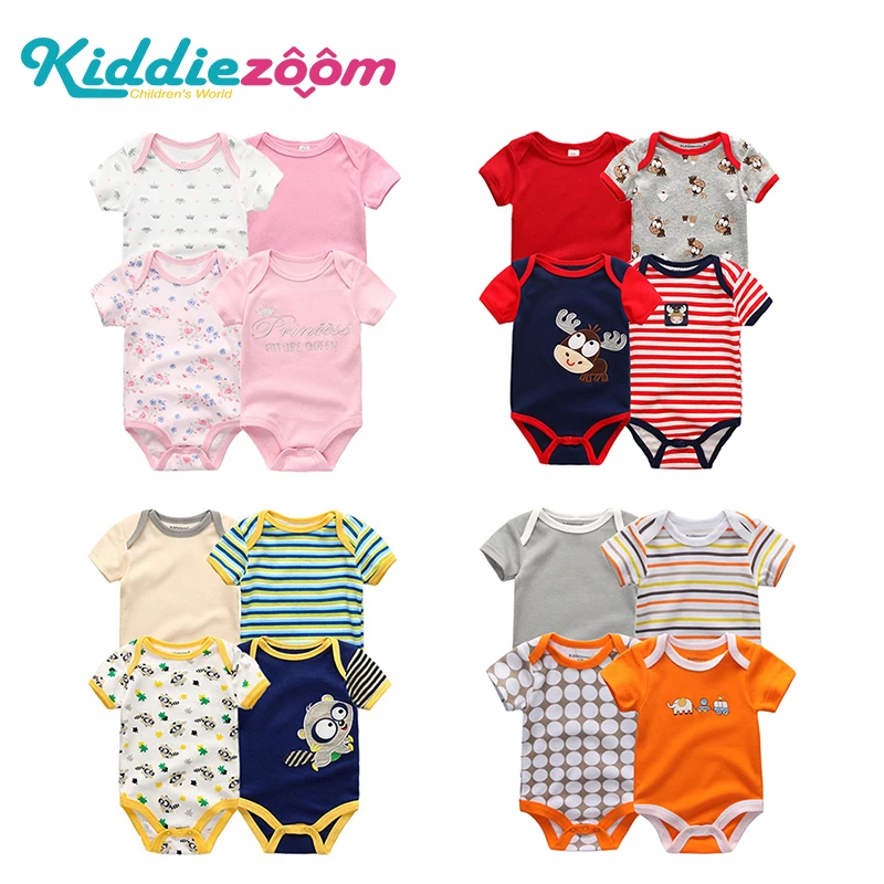 Летняя хлопковая одежда для новорожденных 4 шт./лот Roupas de bebe комбинезон с коротким