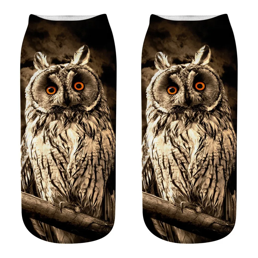 Женские носки с объемным принтом совы милые модные повседневные рабочие мягкие