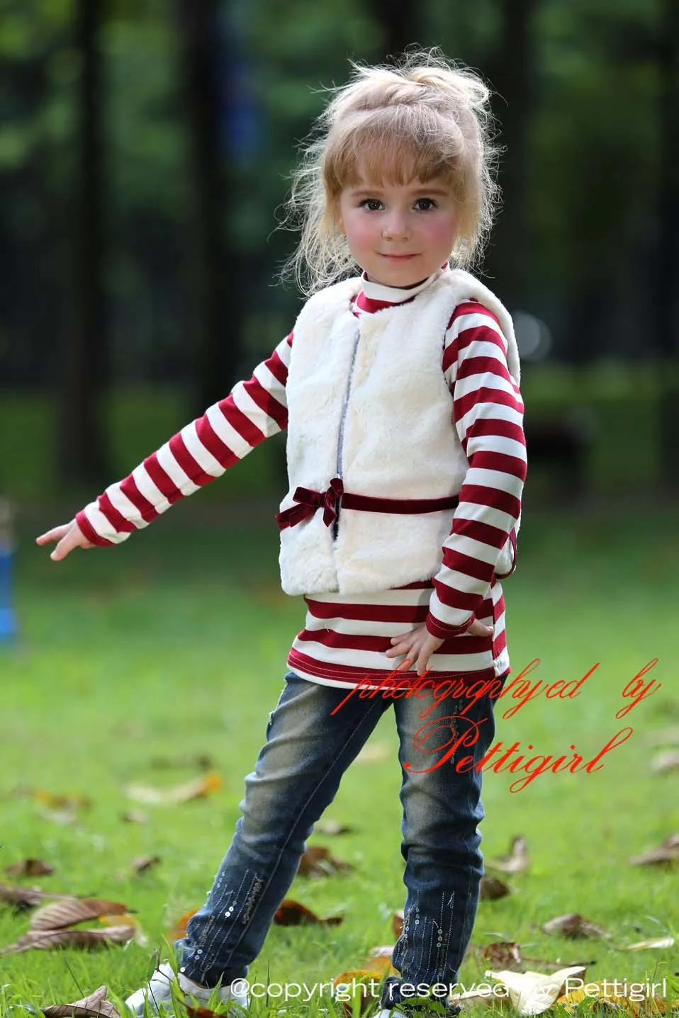 New Arrival Girls Autumn Clothing Set 2 Pcs White And Red T-shirt Waistcoats Include Bow Sash Retail Children | Детская одежда и