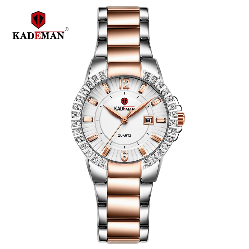 826-S-W-SRG KADEMAN женские Роскошные наручные часы ЖЕНСКИЕ НАРЯДНЫЕ часы браслет Кристалл Мода 3TAM полный стальной Топ бренд женские наручные часы 826 - Цвет: 826-S-W-SRG
