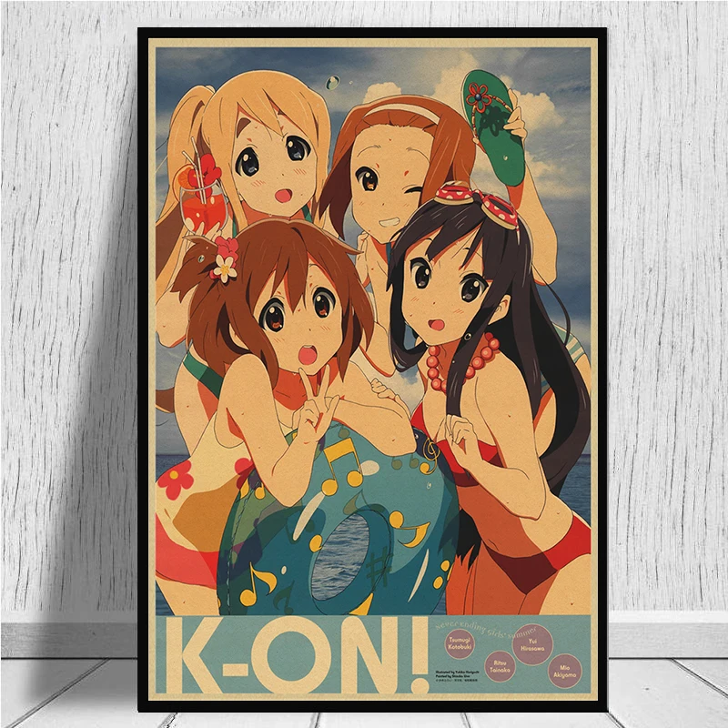 K-ON плакат из крафт-бумаги стикер стены японского аниме плакат из крафт-бумаги s домашний декор комнаты крафт-бумаги наклейки на стену