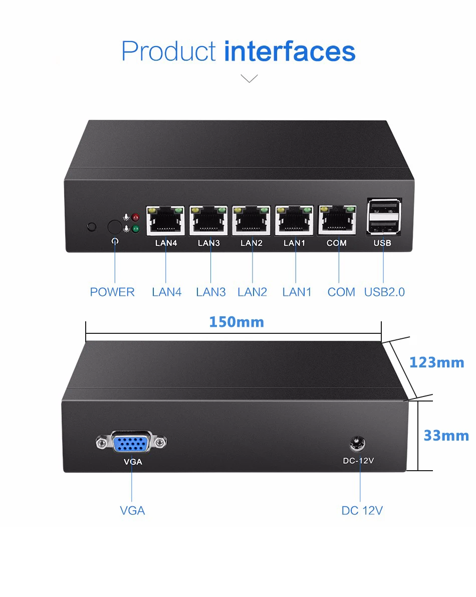 Мини-ПК 4 LAN маршрутизатор брандмауэр Celeron J1900 четырехъядерный процессор pfsense Linux промышленный ПК vpn-сеть Windows 7 настольный компьютер
