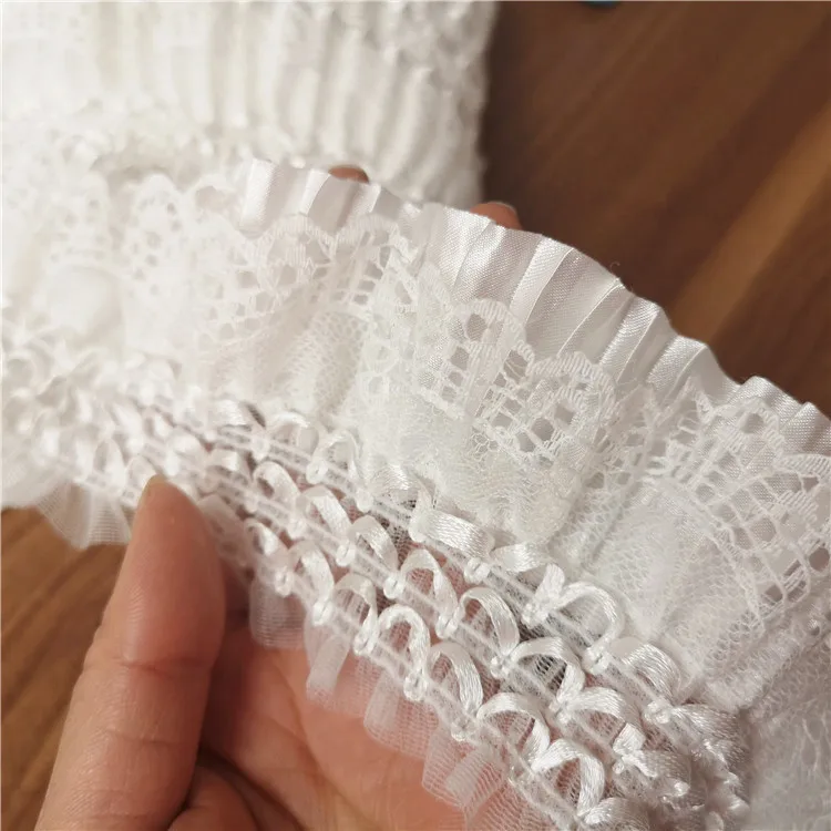 7 см широкие белые 3D кружева аппликация вышивка воротник лента эластичная оборка отделка платье юбки головные уборы шитье DIY гипюр поставки