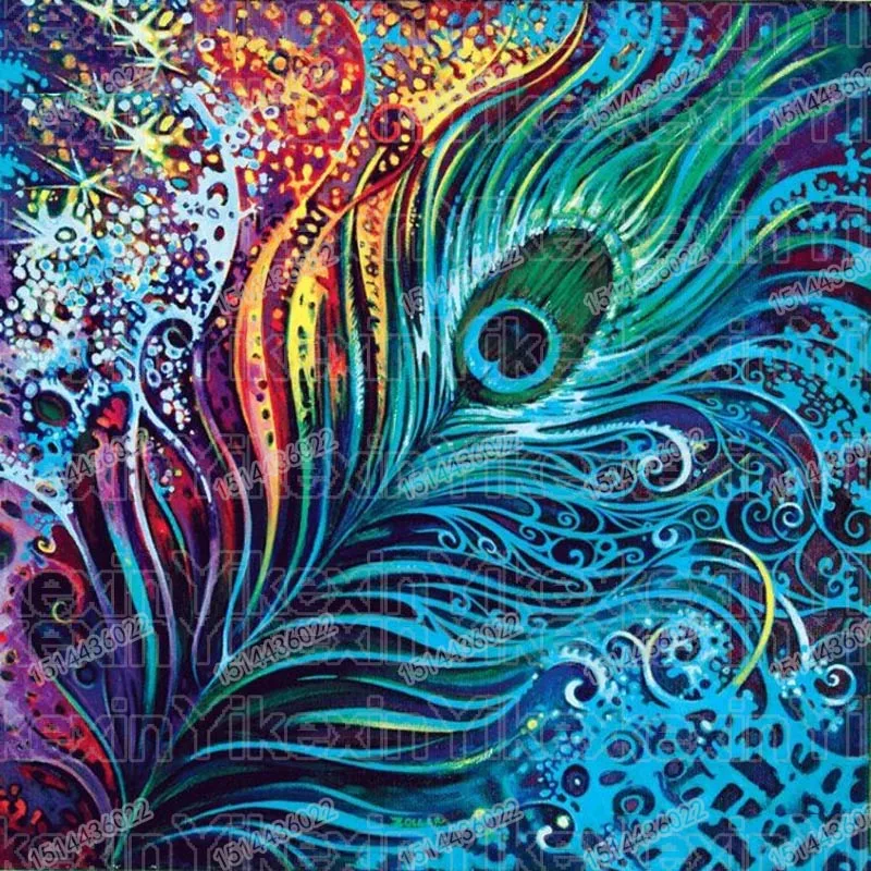 Алмазная 5D Вышивка перья павлина полное покрытие круглое украшение для