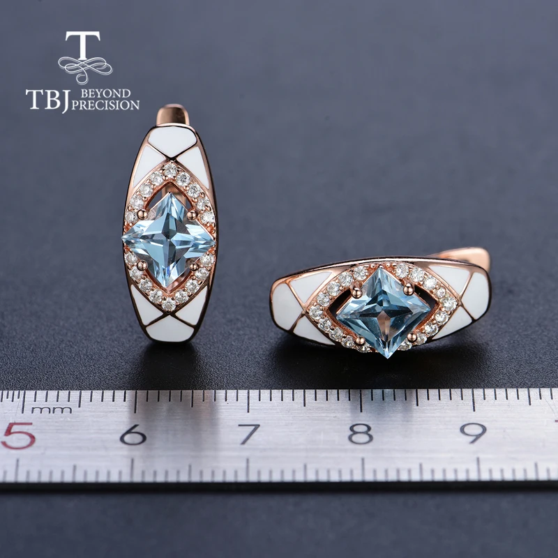 TBJ новый дизайн небесно-голубая серьга с топазом натуральный квадрат 6 0 мм