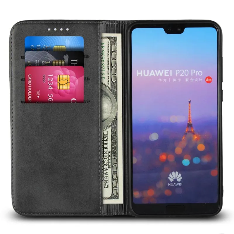 Флип-чехол из искусственной кожи для Huawei P20 Pro роскошный чехол-кошелек с