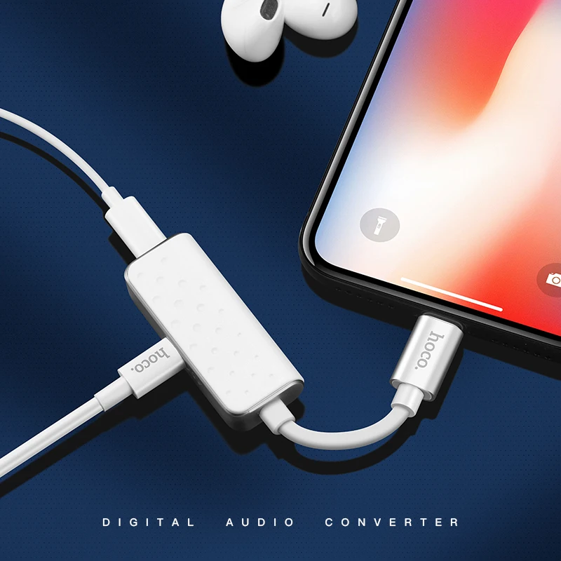 HOCO аудио адаптер для iphone X 7 8 plus 2 в 1 зарядный кабель сплиттер Apple iOS11 разъем