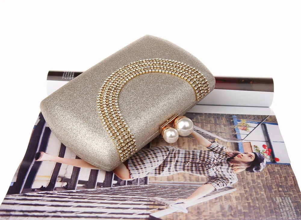 Champagne Chinese Women's bag Wedding Evening Bag Clutch handbag Bridal Party Purse Makeup Shoulder 1871-2 | Багаж и сумки