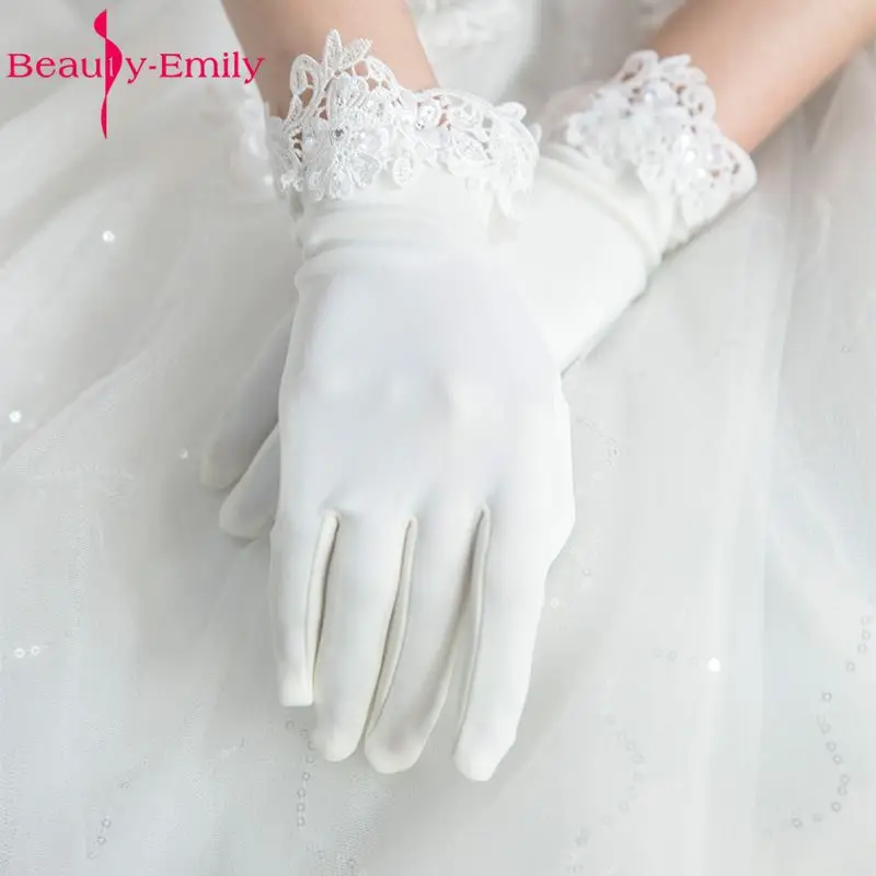 Свадебные перчатки свадебные атласные с короткими пальцами аксессуары длина