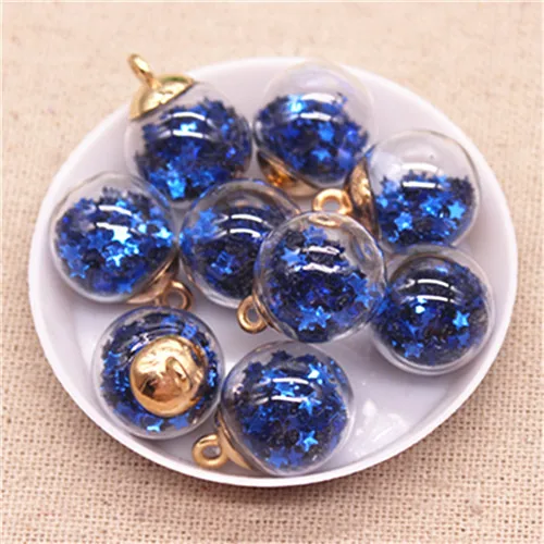 dark blue 10pcs 10 шт. 16 см Красочный прозрачный стеклянный шар кулон в виде плывучего песка звездообразный блесток DIY серьги ювелирные аксессуары - Цвет: dark blue 10pcs
