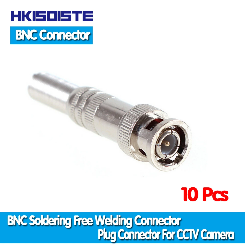 

HKIXDISTE 10Pcs CCTV RG-59 Male BNC Connector To Coaxial Cable BNC Connector For AHD CVI TVI Camera