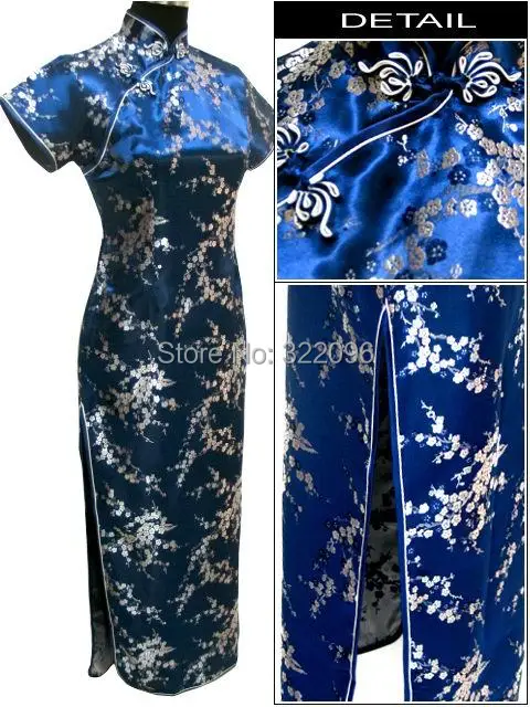 Shanghai Story New Dark Blue evening dress long party cheongsam traditional for Women Girls qipao | Тематическая одежда и