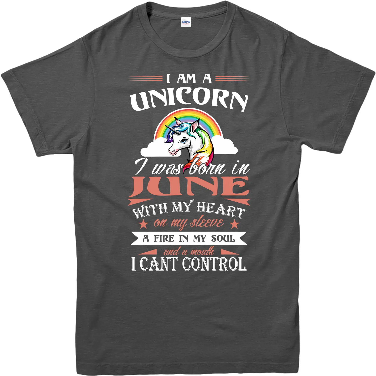 Футболка с надписью I Am A Unicorn футболка в летнем стиле Born In June With My Heart Fire Soul