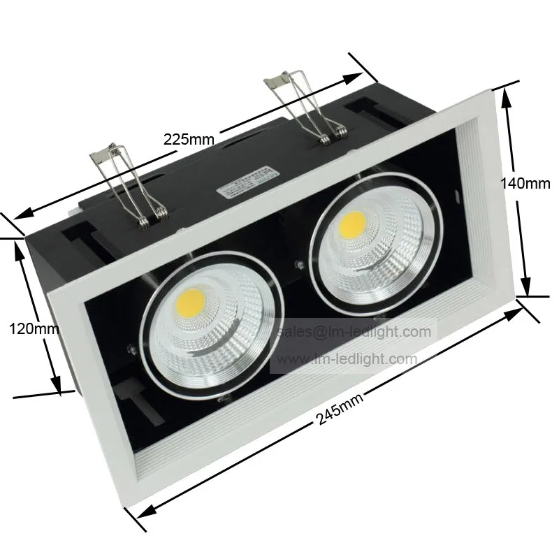 Dimmable двойной COB Led вниз лампа 2*10 Вт LED потолочная решетка AC85 260V|grill lamp|ceiling grillled grill |