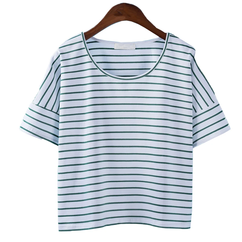 Женская футболка новинка 2017 летние полосатые футболки повседневные свободные
